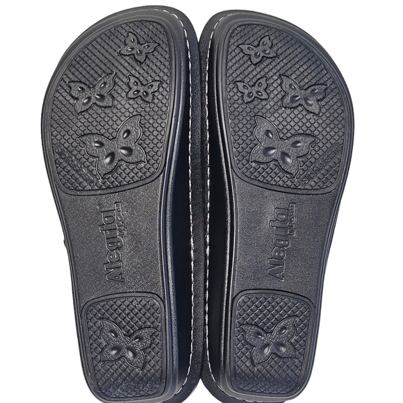 Alegria Women’s Karmen Black Metallic Adjustable Straps Sandals Slide Size 37 - Picture 11 of 16
